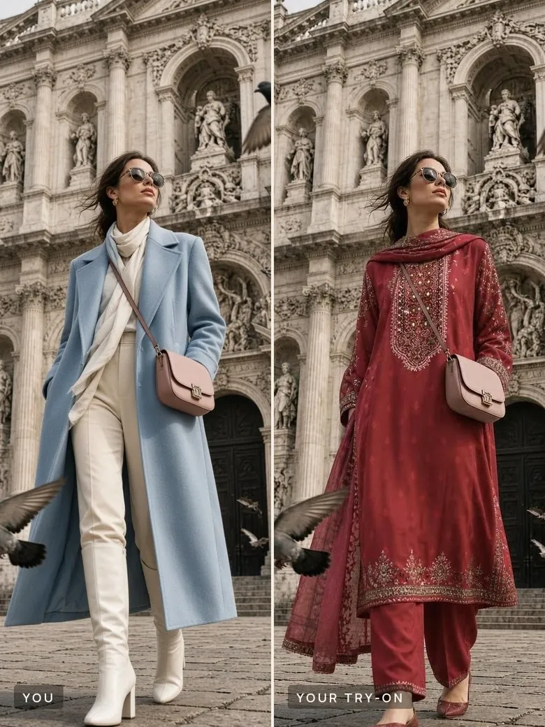 Before and after try-on
